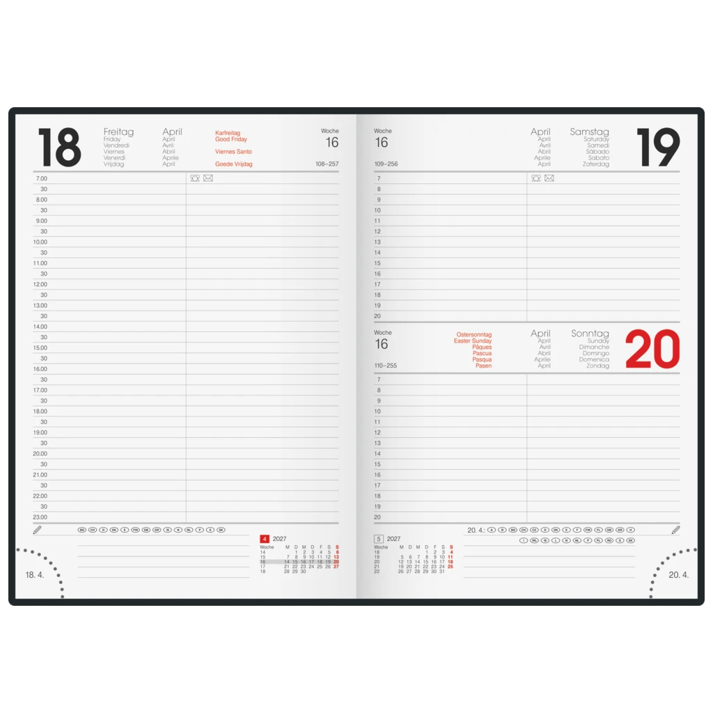 Buchkalender Mod. 795 2027 „Black Classic“ | A5, Kunststoff