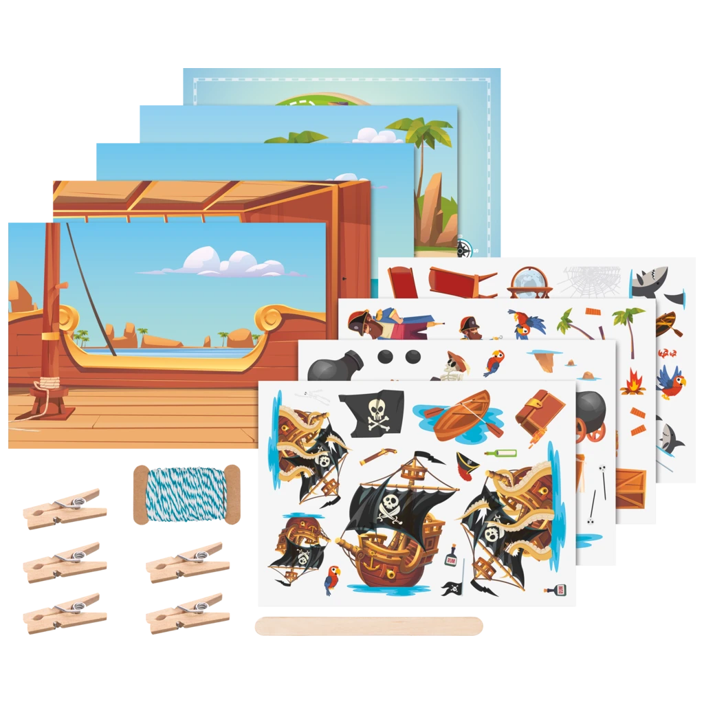Rubbelsticker Karten-Set „Pirat“ | 160×120 mm, bunt