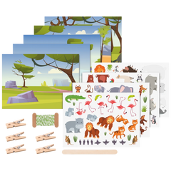 Rubbelsticker Karten-Set „Zootiere“ | 160×120 mm, bunt