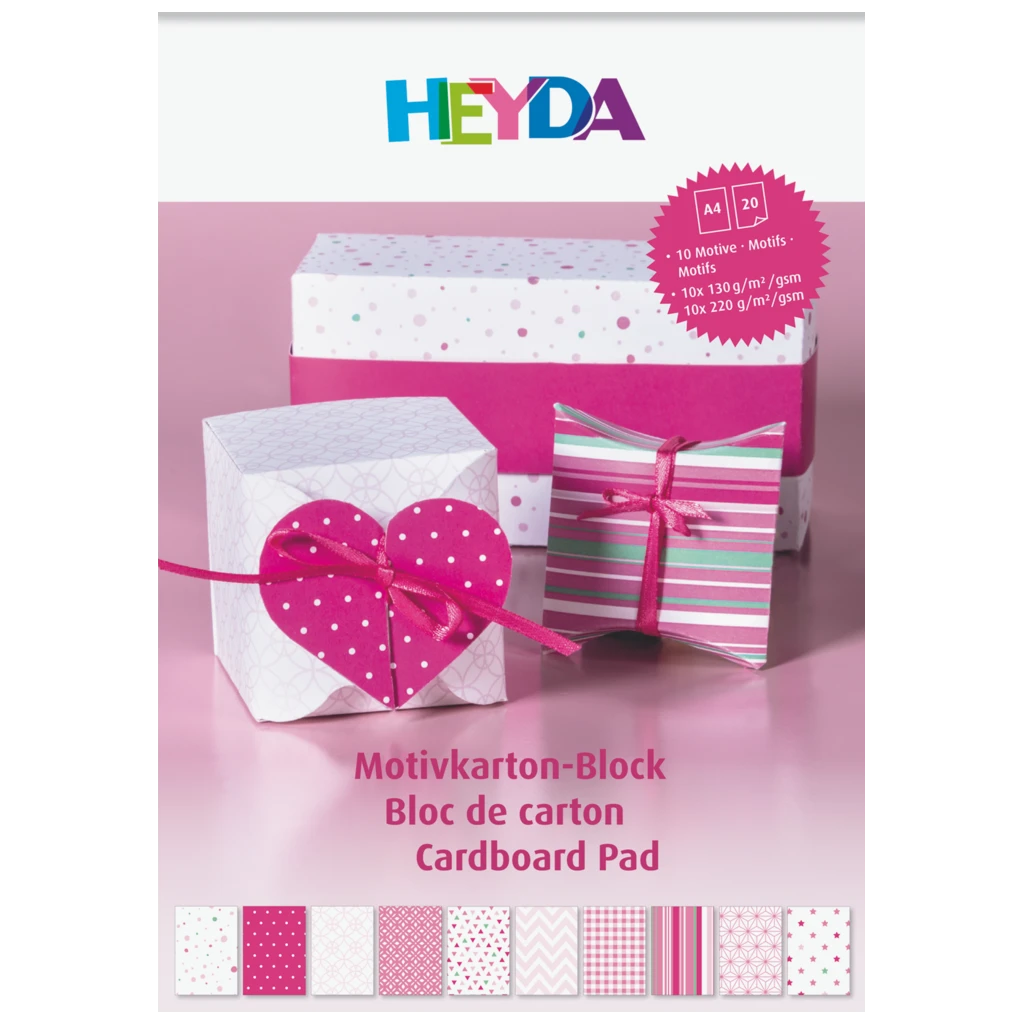 Motivkarton-Block | A4, 20 Blatt, pink