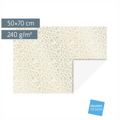 Motivkarton „Kristalle“ | 50×70 cm, 240 g/m², weiß/gold glänzend