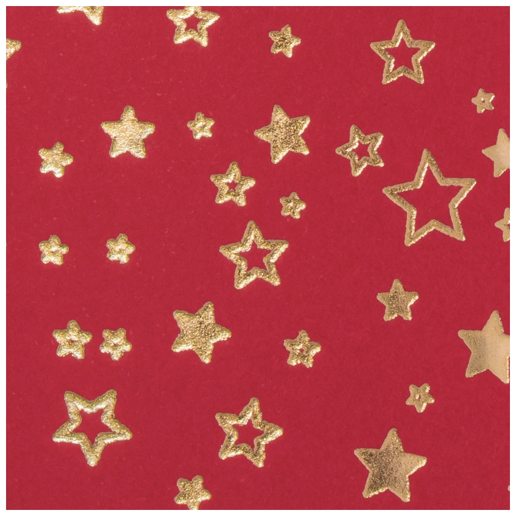 Motivkarton „Sterne“ | 50×70 cm, 240 g/m², rot/gold glänzend