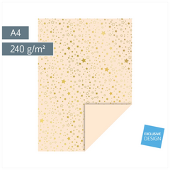 Motivkarton „Sterne“ | A4, 240 g/m², creme/gold glänzend