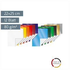 Glanzpapier-Heft (Buntpapier) | 22×25 cm, 12 Blatt, 80 g/m²