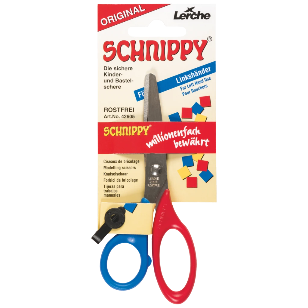 Bastelschere „Schnippy“ Linkshänder | abgerundet, 130 mm, rot/blau