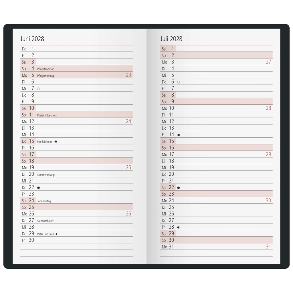 Taschenkalender Mod. TM 15 2027 | A6, Kunstleder, schwarz