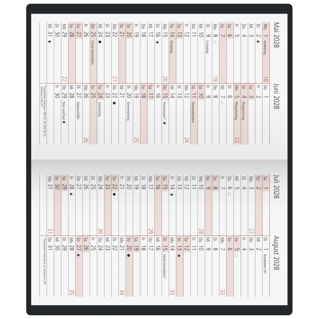 Taschenkalender Mod. TM 17/contacter 2027 | A6 quer, Kunststoff, bordeaux