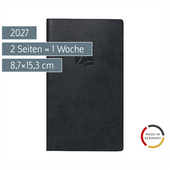 Taschenkalender Mod. Taschenplaner int. 2027 | A6, Kunstleder, schwarz
