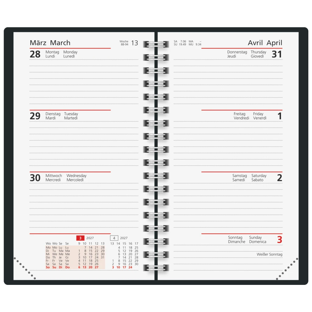 Taschenkalender Colour Line Mod. Taschenplaner int. 2027 | A6, Papier, grün