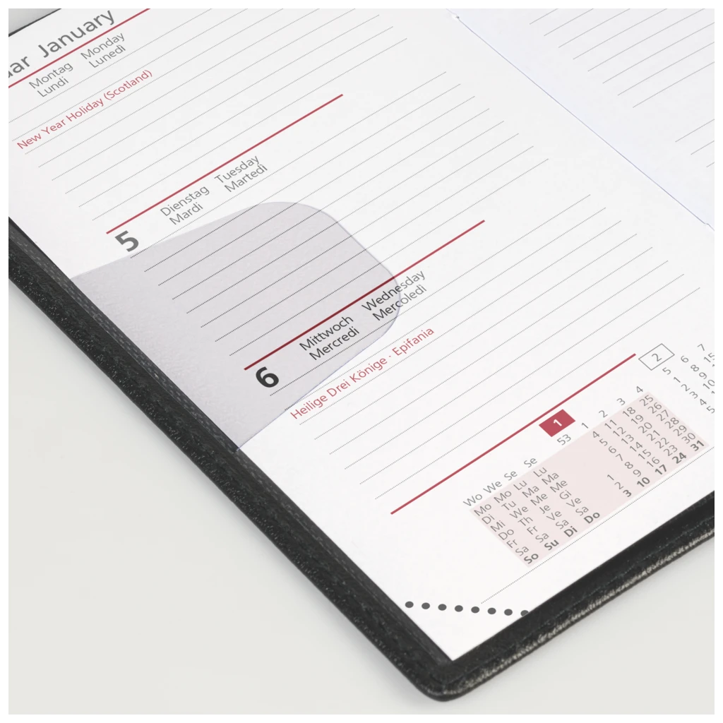 Taschenkalender Mod. Taschenplaner int. 2027 | A6, Kunstleder, schwarz