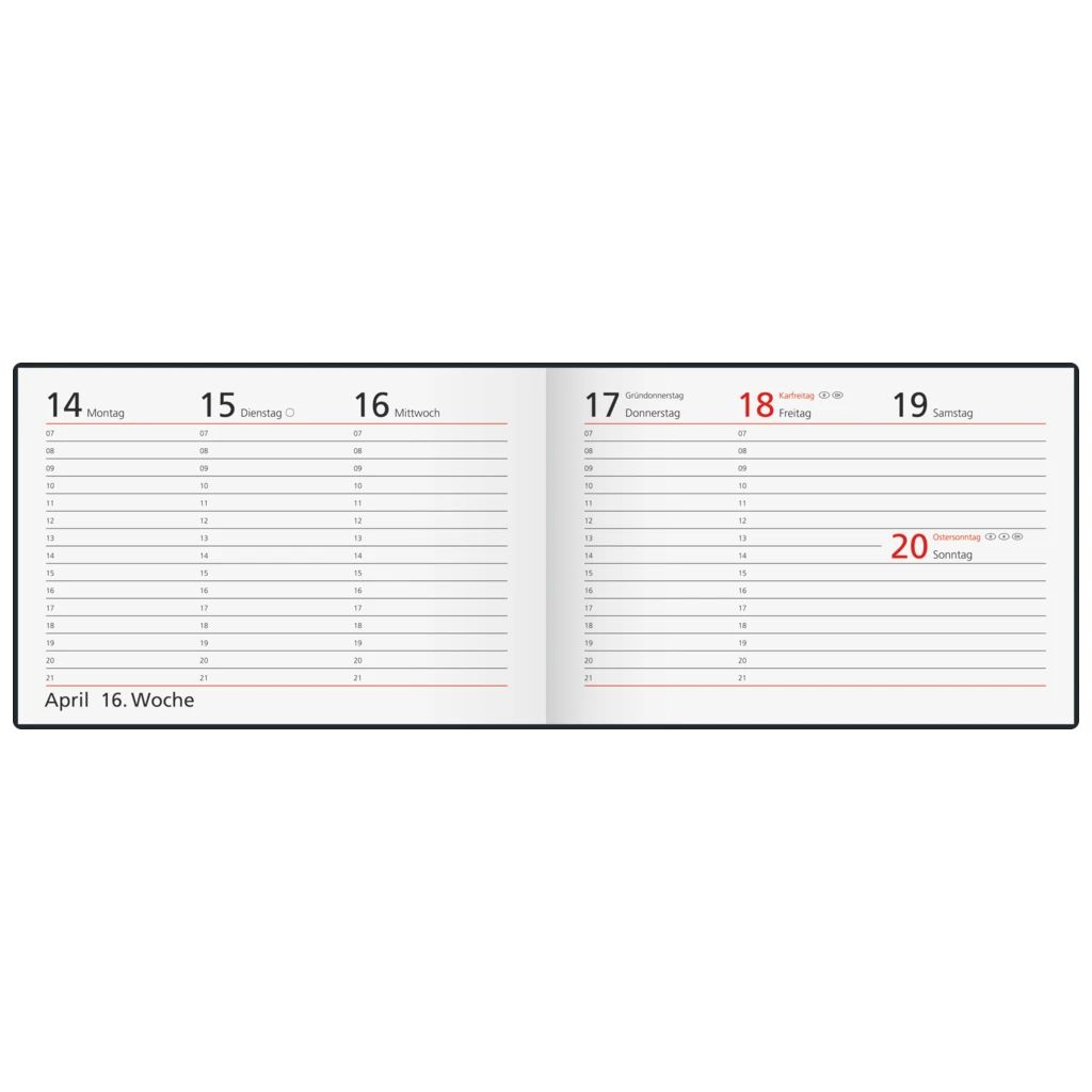 Taschenkalender Mod. Septimus 2027 | A6 quer, Kunststoff, schwarz