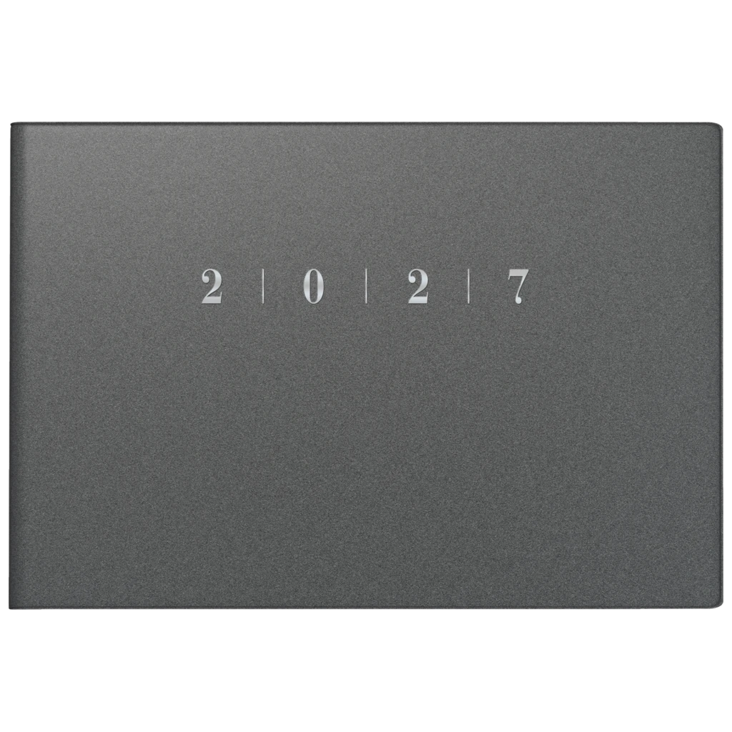 Taschenkalender Mod. Septimus 2027 | A6 quer, Kunststoff, grau