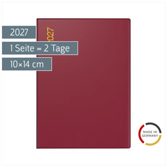 Taschenkalender Mod. Technik II 2027 | A6, Kunststoff, bordeaux