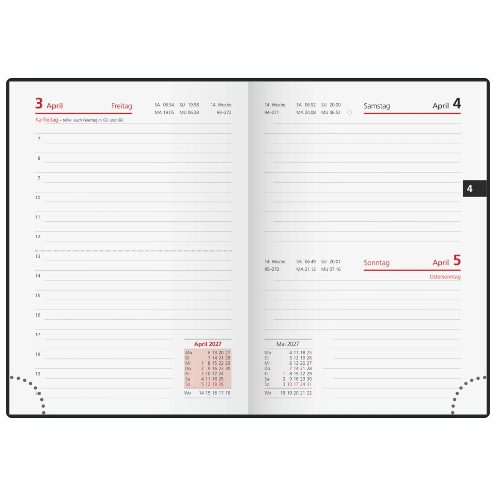 Taschenkalender Mod. Technik III 2027 | A6, Kunststoff, schwarz
