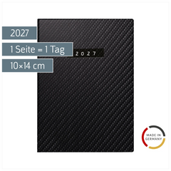 Taschenkalender Mod. Technik III 2027 „Carbon“ | A6, Kunstleder