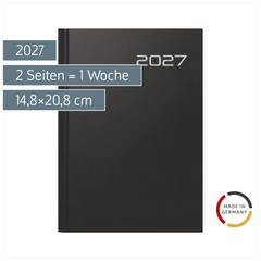 Buchkalender Mod. futura 2 2027 | A5, Kunststoff, schwarz