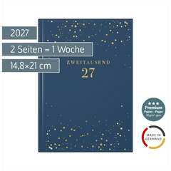 Buchkalender Premium Young Line 2027 „Starry Night“ | A5, Kunstleder
