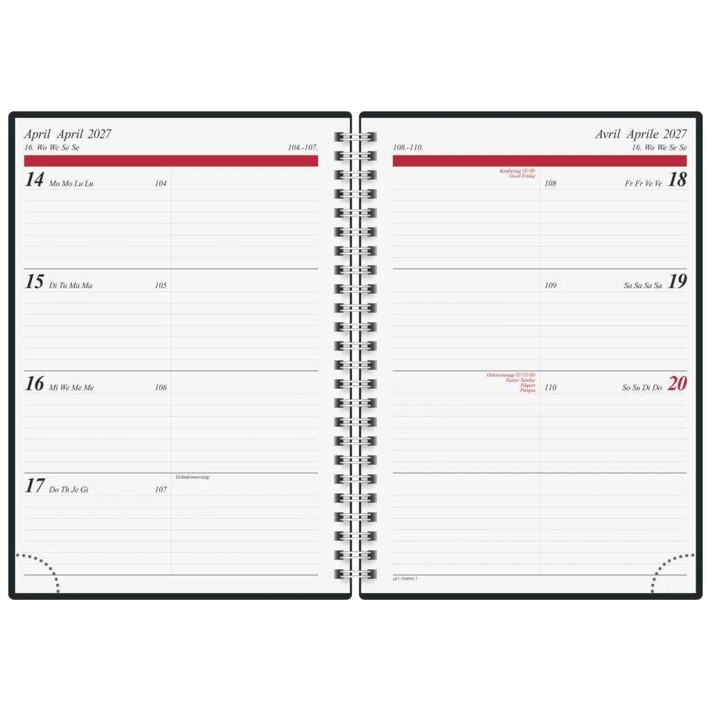 Buchkalender Design Line Mod. Timing 1 2027 „Mountain“ | A5, Papier