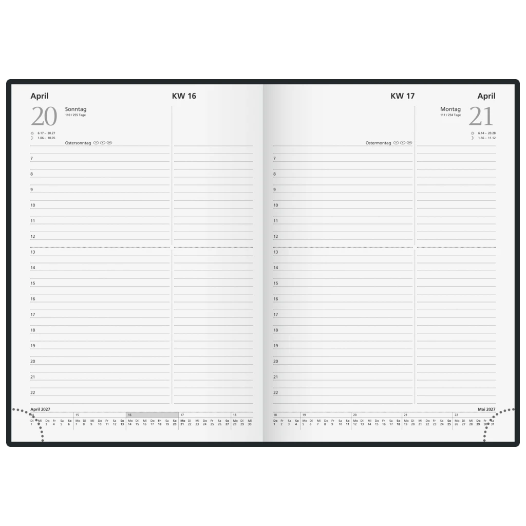 Buchkalender Mod. Chefplaner 2027 „Grey“ | A5, Kunstleder