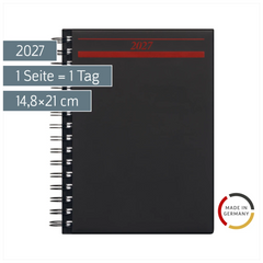 Buchkalender Mod. Timing 1 2027 | A5, Kunststoff, schwarz