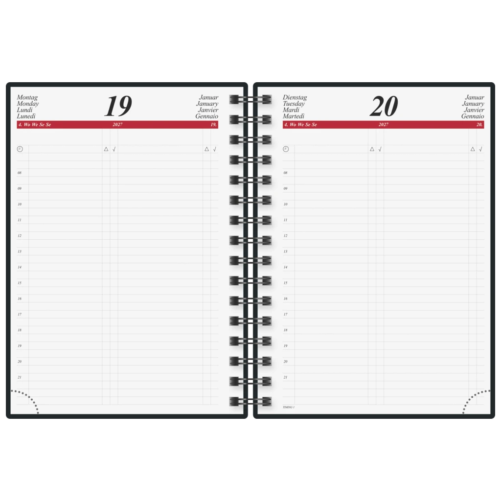 Buchkalender Mod. Timing 1 2027 | A5, Kunststoff, schwarz