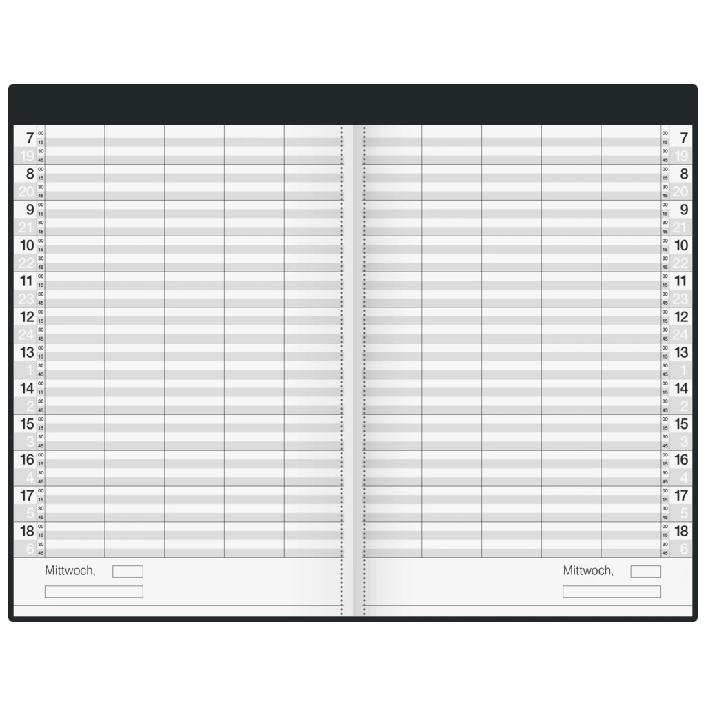 Buchkalender Mod. Ultraplan | 19×27,5 cm, Kunststoff, schwarz