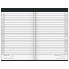 Buchkalender Mod. Ultraplan | 19×27,5 cm, Kunststoff, schwarz