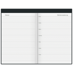 Buchkalender Mod. Ultraplan | 19×27,5 cm, Kunststoff, schwarz