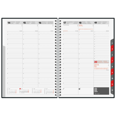 Buchkalender Mod. studioplan int. 2027 | 16,8×24 cm, Kunstleder, grau