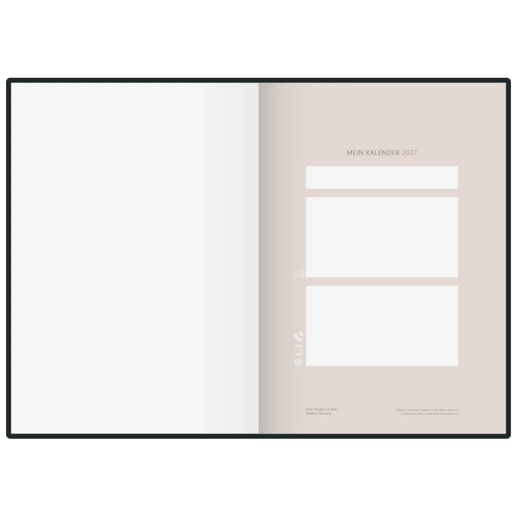 Buchkalender Premium Young Line 2027 „Browny“ | A5, Kunstleder