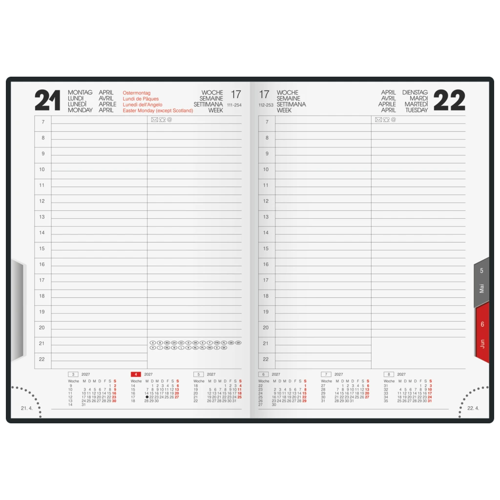 Buchkalender Mod. ROMA 1 2027 | A5, Kunststoff, schwarz