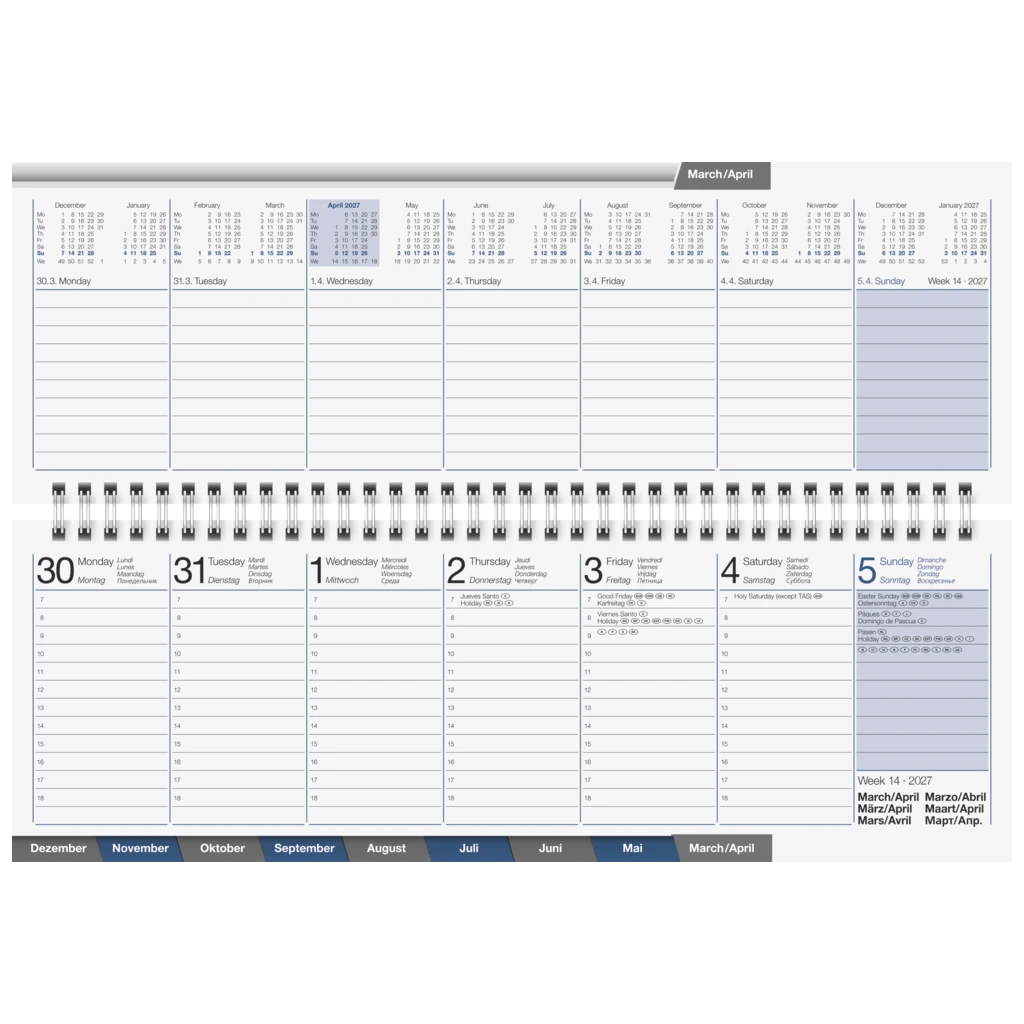 Querterminbuch Mod. ac-Wochenquerterminer 2027 | 30,7×10,5 cm, Karton, weiß