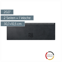 Querterminbuch Mod. ac-Wochenquerterminer 2027 | 30,7×10,5 cm, Kunstleder, schwarz