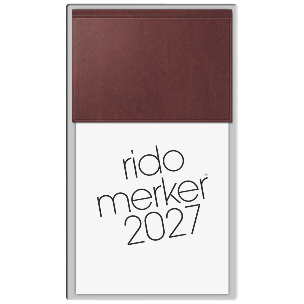 Vormerkbuch Mod. Merker 2027 | 10,8×20,1 cm, Kunststoff, dunkelrot