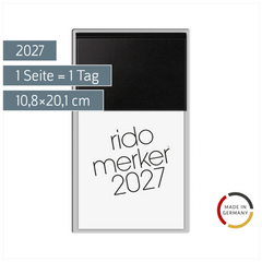 Vormerkbuch Mod. Merker 2027 | 10,8×20,1 cm, Kunststoff, schwarz