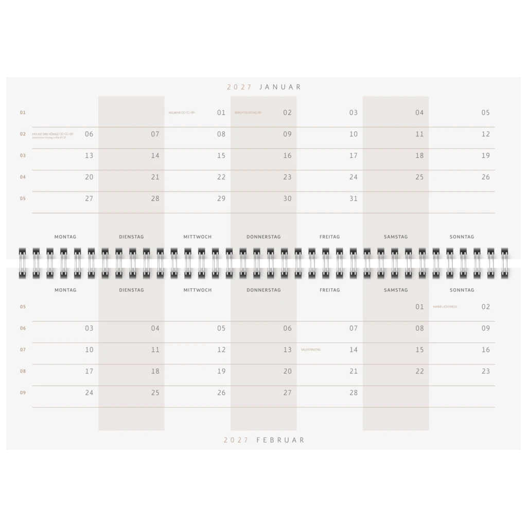 Querterminbuch Premium Young Line 2027 „Moon“ | 29,7×10,5 cm, Papier