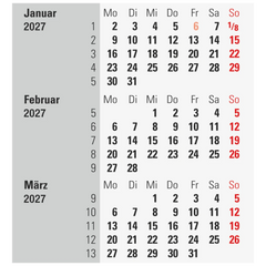 3-Monats-Tischkalender 2027 | 9×12 cm, schwarz