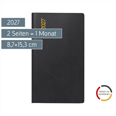 Taschenkalender Mod. TM 11 2027 | A6, Kunststoff, schwarz