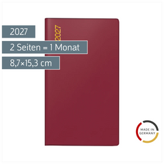 Taschenkalender Mod. TM 12 2027 | A6, Kunststoff, bordeaux
