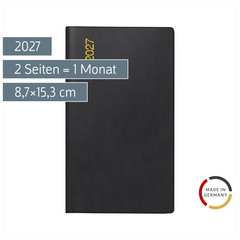Taschenkalender Mod. Miniplaner d 15 2027 | A6, Kunststoff, schwarz