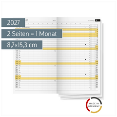 Monats-Ersatzkalendarium Mod. Miniplaner d 15 2027 | 8,7×15,3 cm