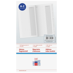 Adress-Registerheft | 8,7×15,3 cm, Karton, weiß
