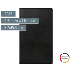Taschenkalender Mod. M-Planer 2027 | A6, Kunstleder, schwarz