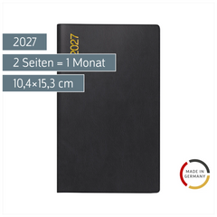 Taschenkalender Mod. uni-planer 2027 | A6, Kunststoff, schwarz