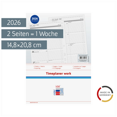 Wochenkalendarium Timeplaner Work 2026 | A5, schwarz