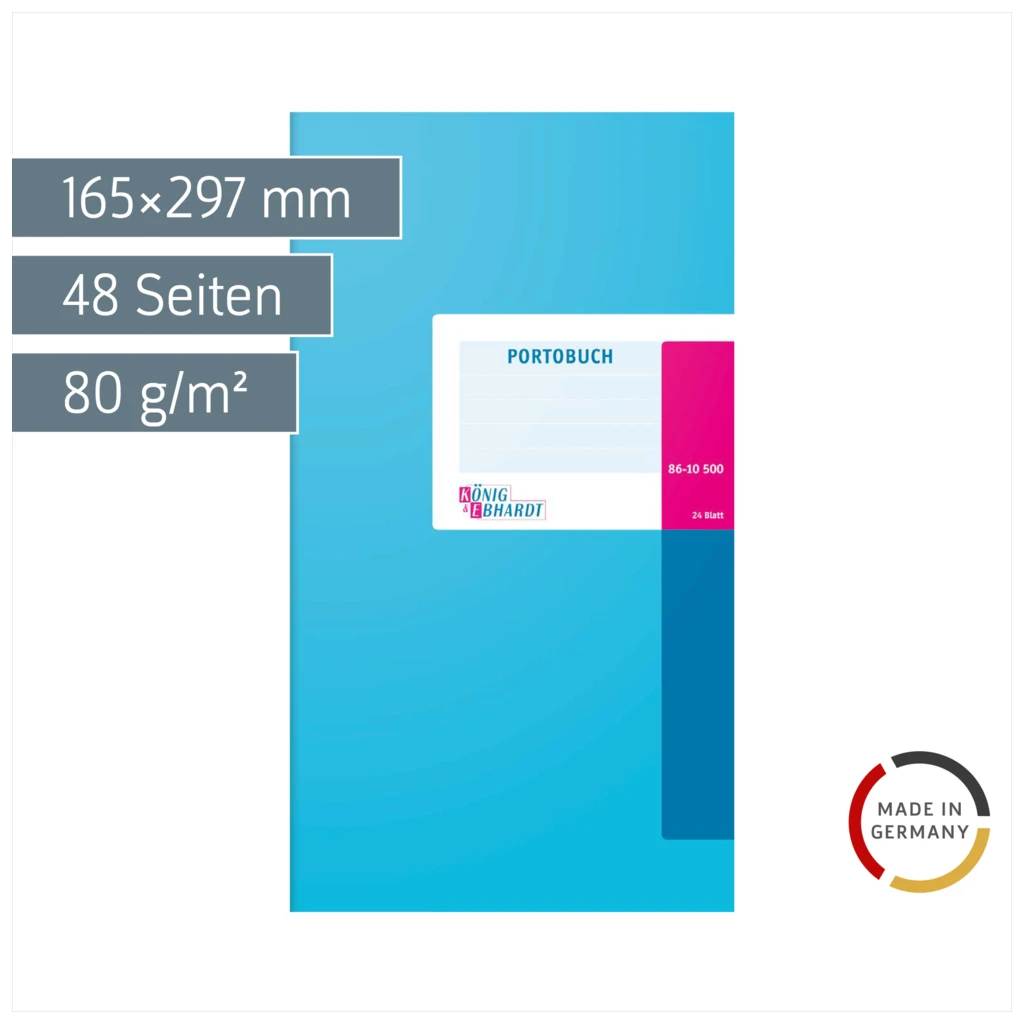 Portobuch | 165×297 mm, 48 Seiten, Karton, magenta/hellblau