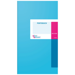 Portobuch | 165×297 mm, 48 Seiten, Karton, magenta/hellblau
