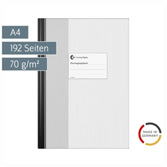 Post-Eingangsbuch | A4, 192 Seiten, Papier, grau/schwarz