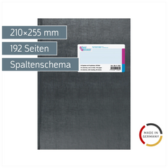 Vielzweckbuch mit Kopfleiste | A4, 192 Seiten, 24 Spalten, Kunststoff, grau
