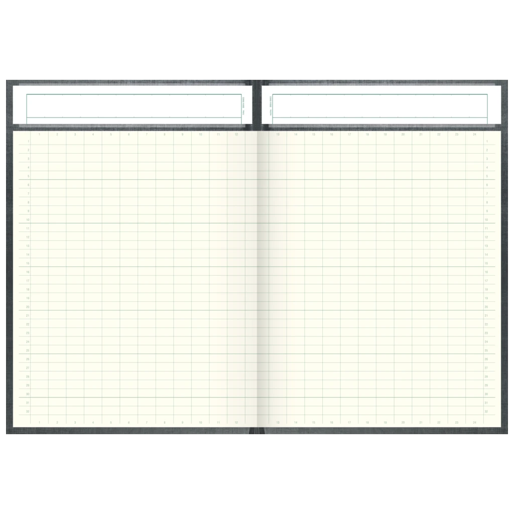 Vielzweckbuch mit Kopfleiste | A4, 192 Seiten, 24 Spalten, Kunststoff, grau